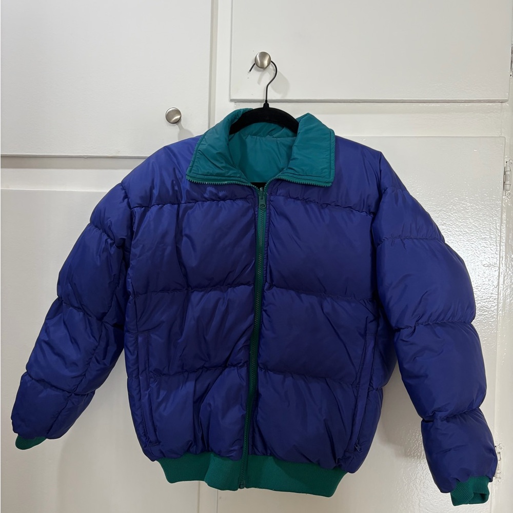 Vintage Columbia Reversible Blue and Teal Puffer Jacket